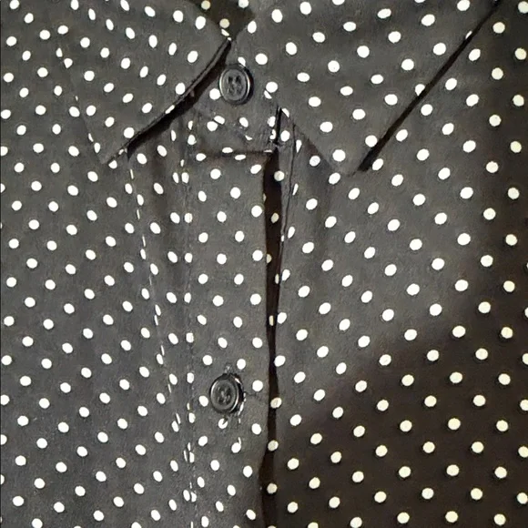 Fred David Black Dress with White Polka Dots — Long Sleeve Midi Shirt Dress - Picture 3 of 9